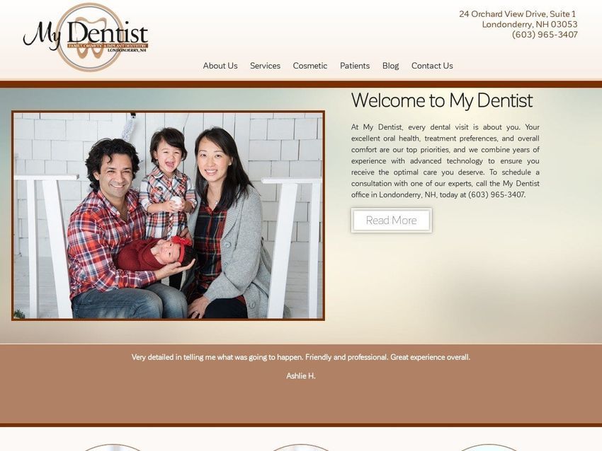 My Dentist Website Screenshot from mydentistnh.com