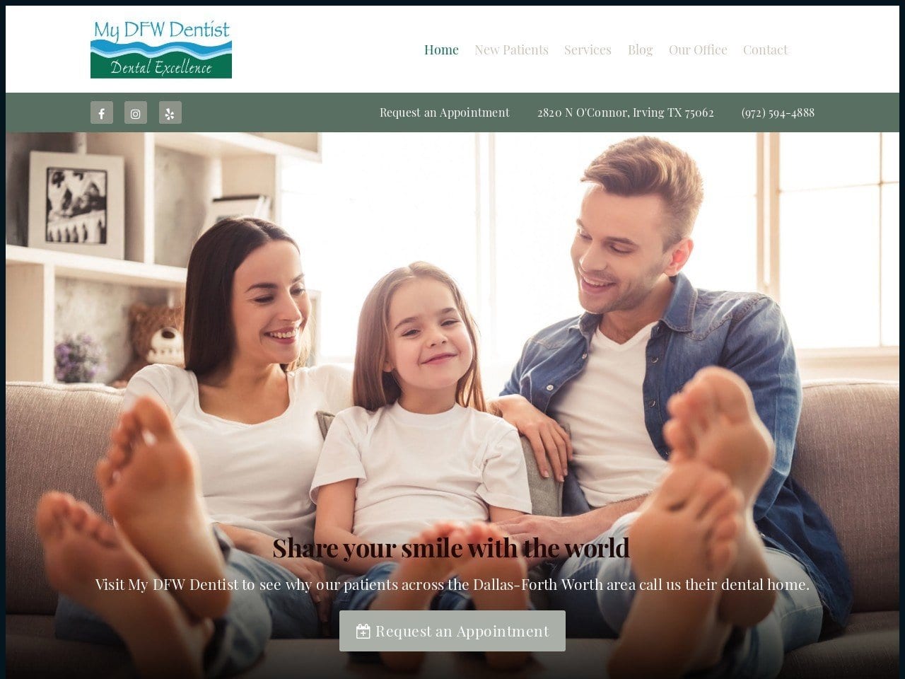 Irving Texas Dentist Website Screenshot from mydfwdentist.com