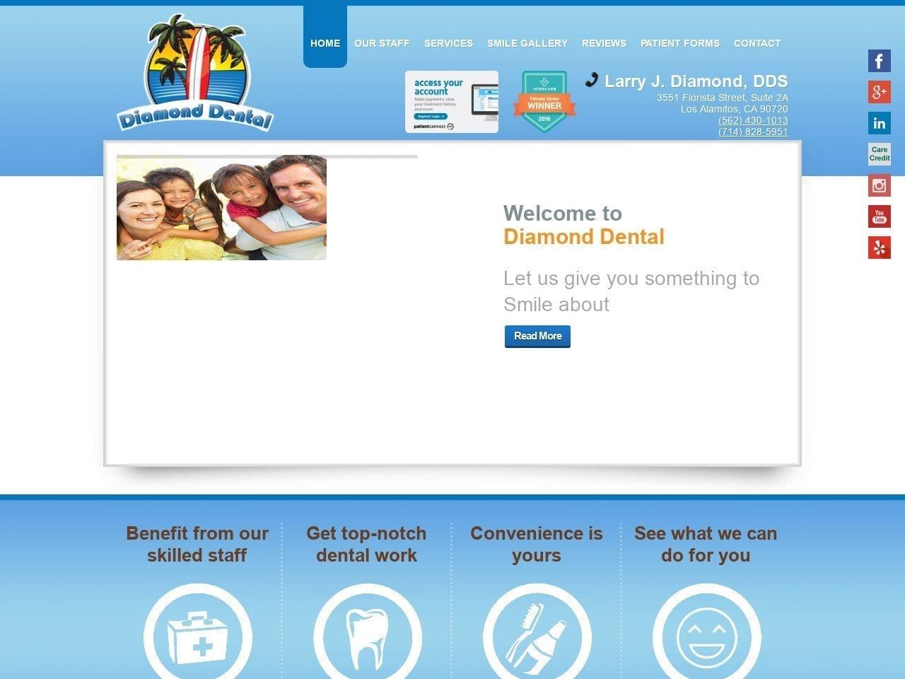 My Diamond Dental Website Screenshot from mydiamonddental.com