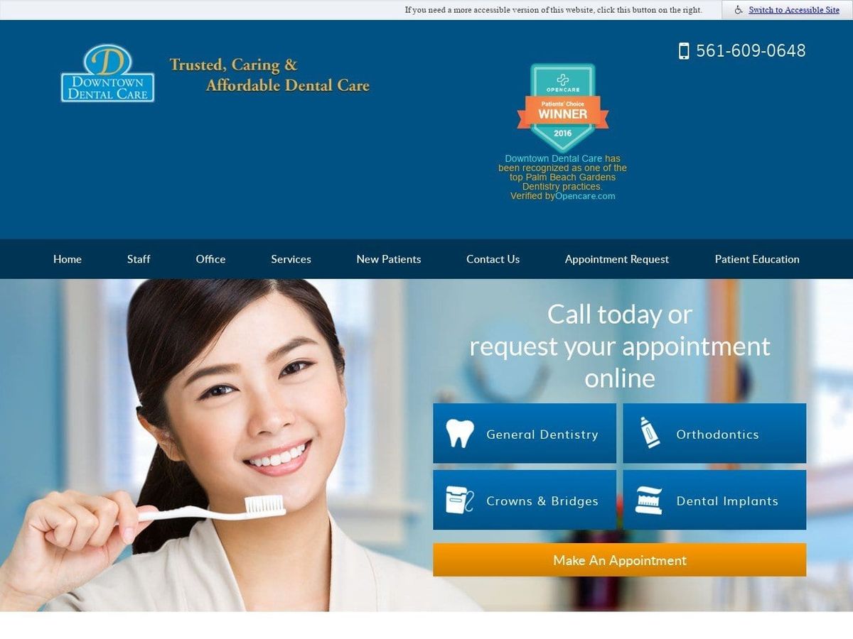 Downtown Dental Care Website Screenshot from mydowntowndentalcare.com