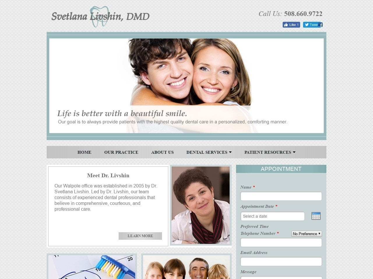 Family Dentist Website Screenshot from myfamilydentist.net