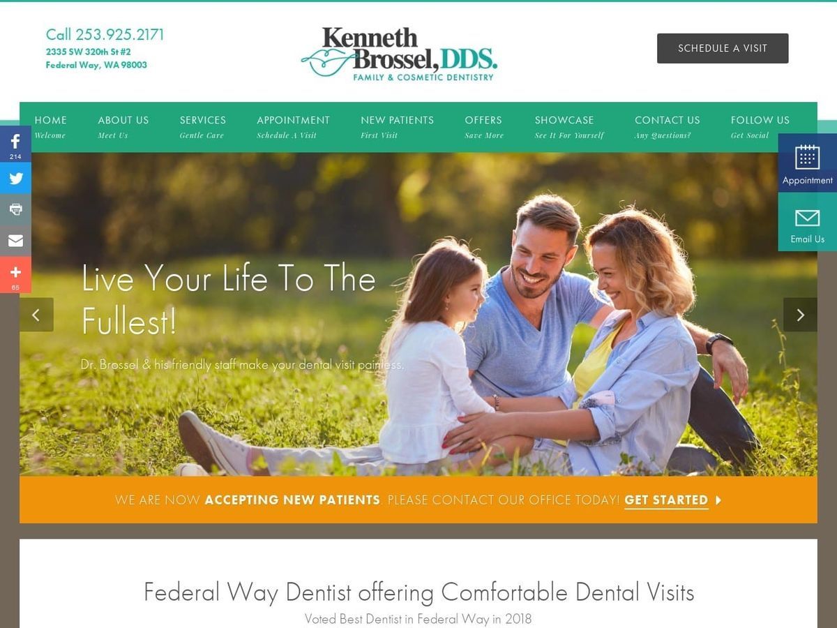 Kenneth Brossel DDS. Website Screenshot from myfederalwaydentist.com