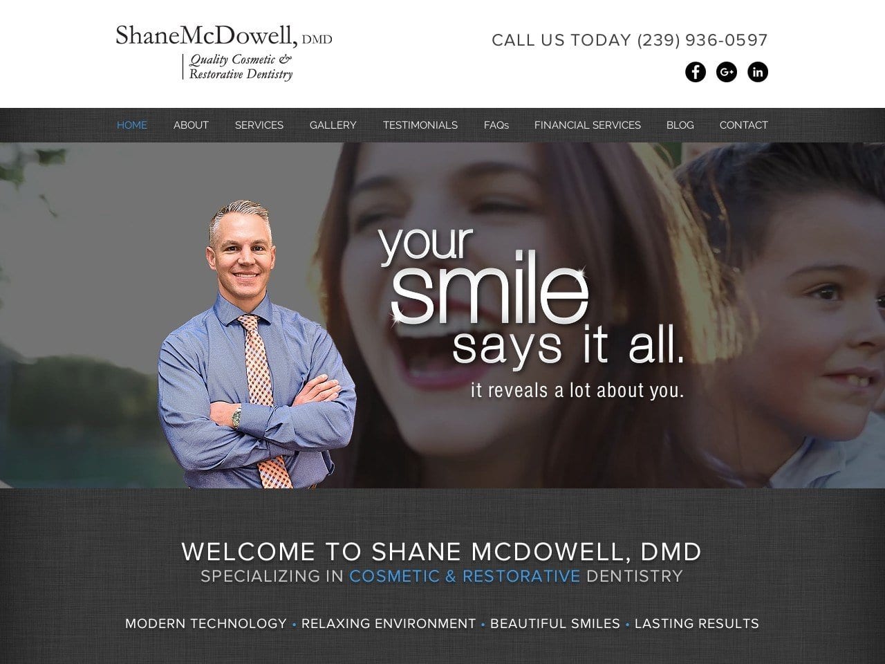 Dr. Shane McDowell Website Screenshot from myfortmyersdentist.com