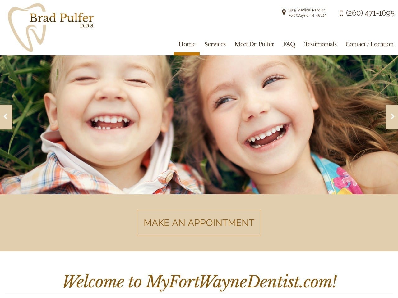 Brad Pulfer DDS Website Screenshot from myfortwaynedentist.com