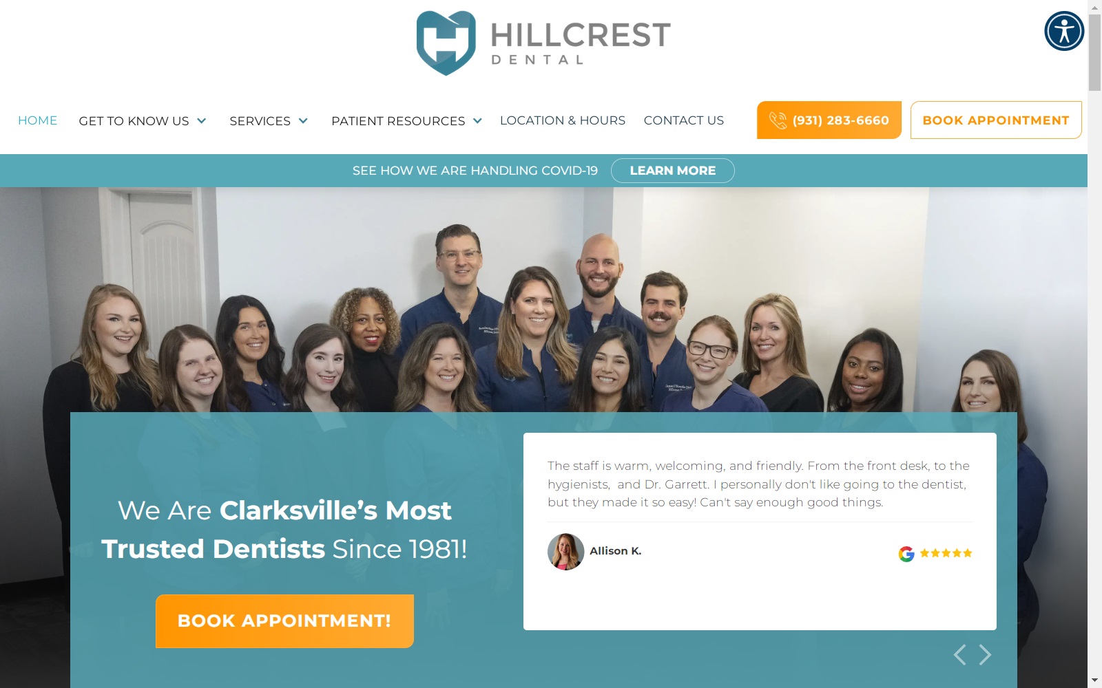 myhillcrestdental.com screenshot