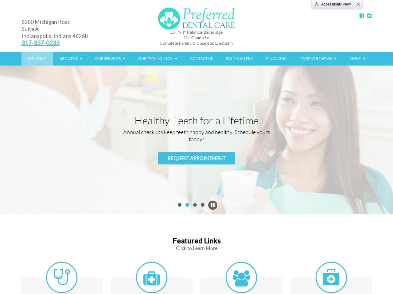 Preferred Dental Care PC Website Screenshot from myindydentist.com