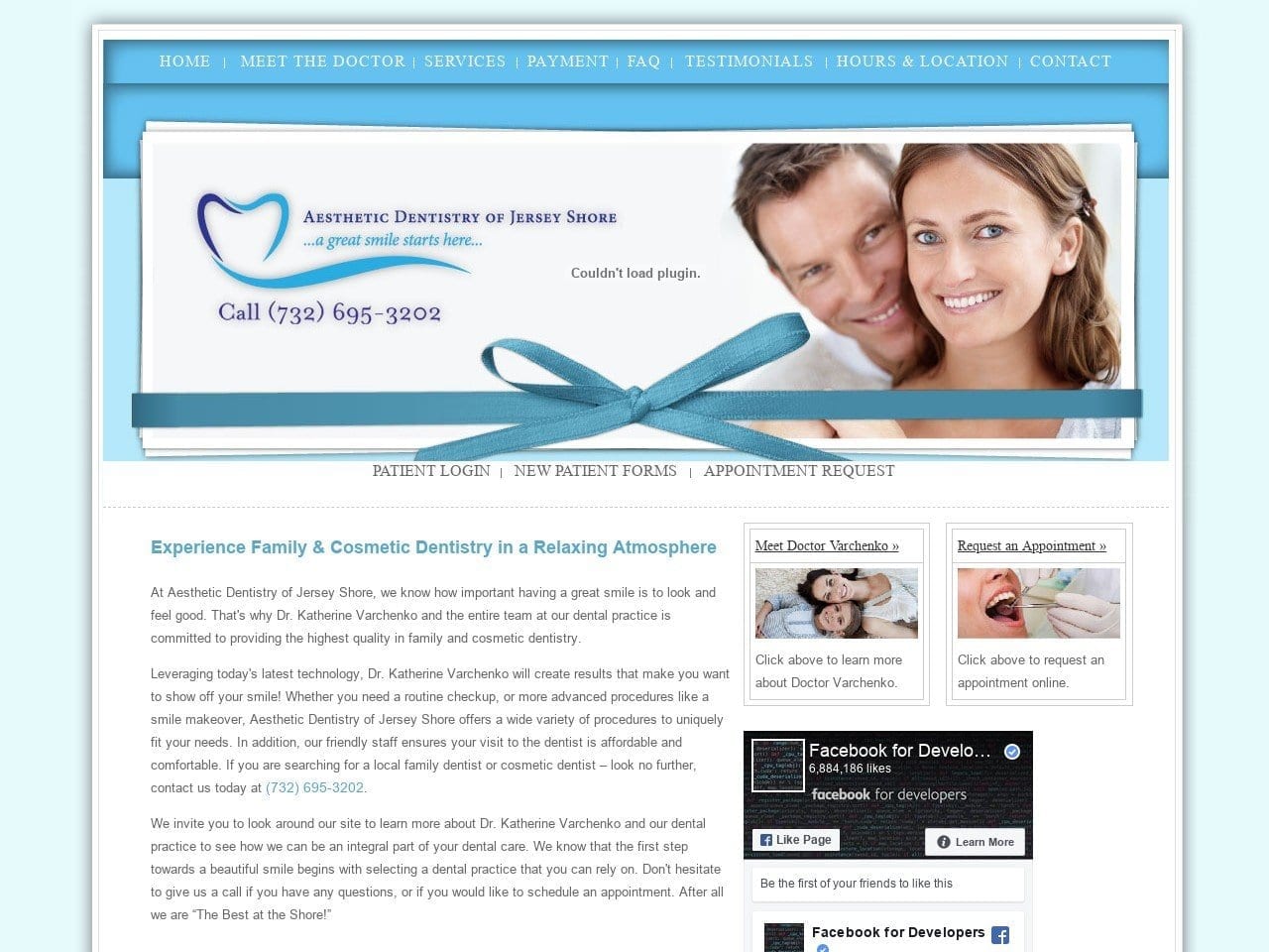 Aesthetic Dentist Website Screenshot from myjerseyshoredentist.com