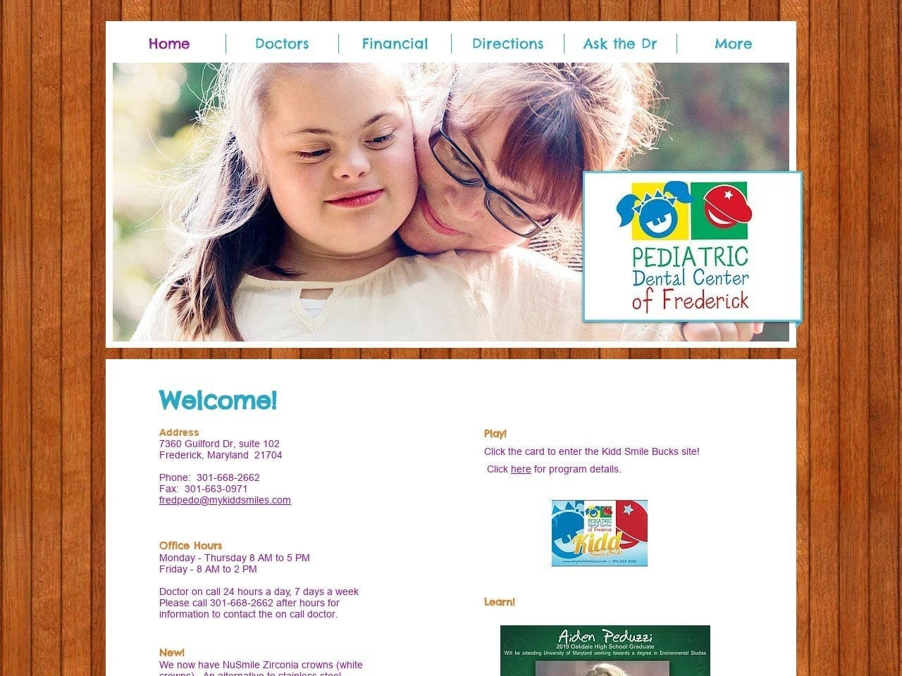 Pediatric Dental Center of Frederick Website Screenshot from mykiddsmiles.com