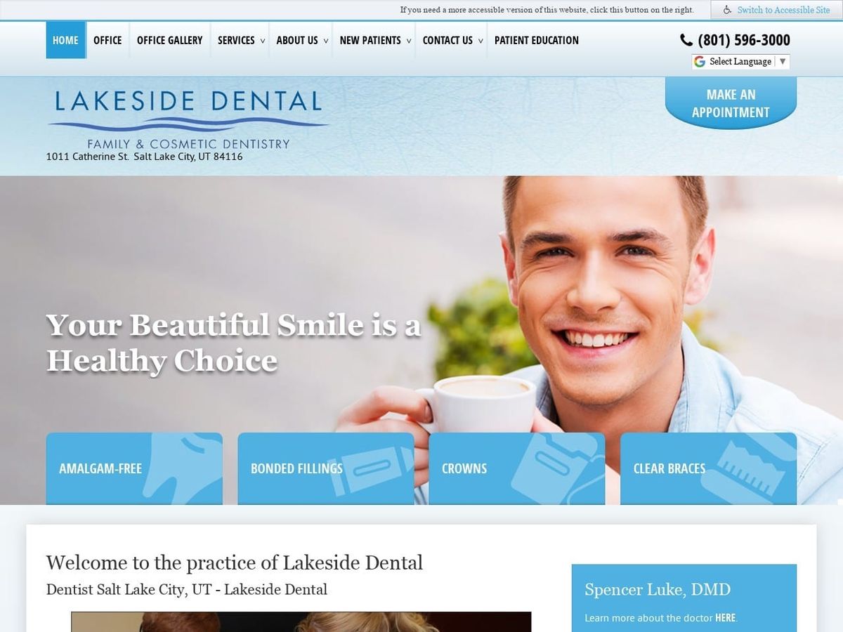 Lakeside Dental Luke Spencer DDS Website Screenshot from mylakesidedental.com