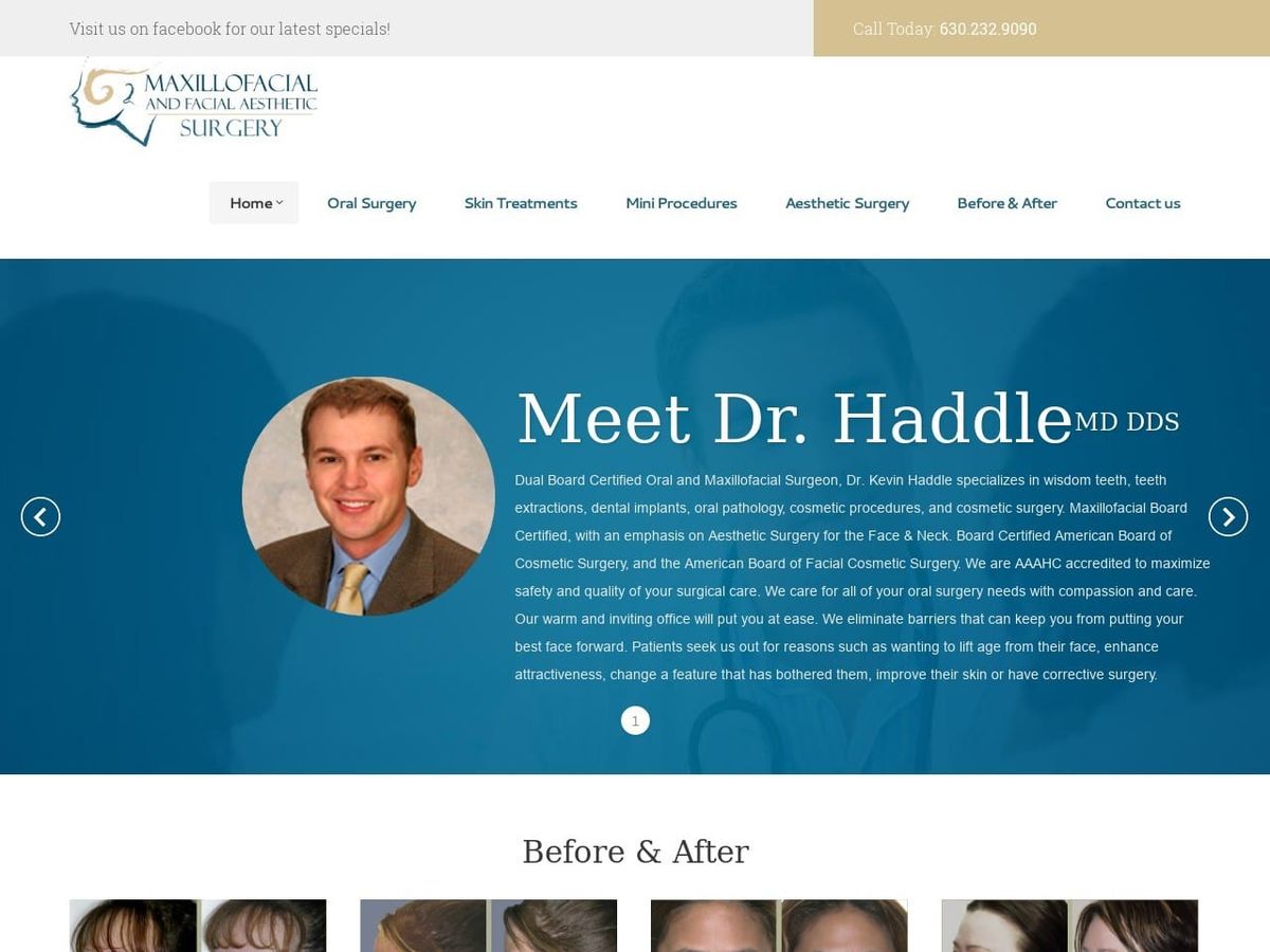 Dr. Kevin R. Haddle DDS MD Website Screenshot from mymakeoverdoc.com