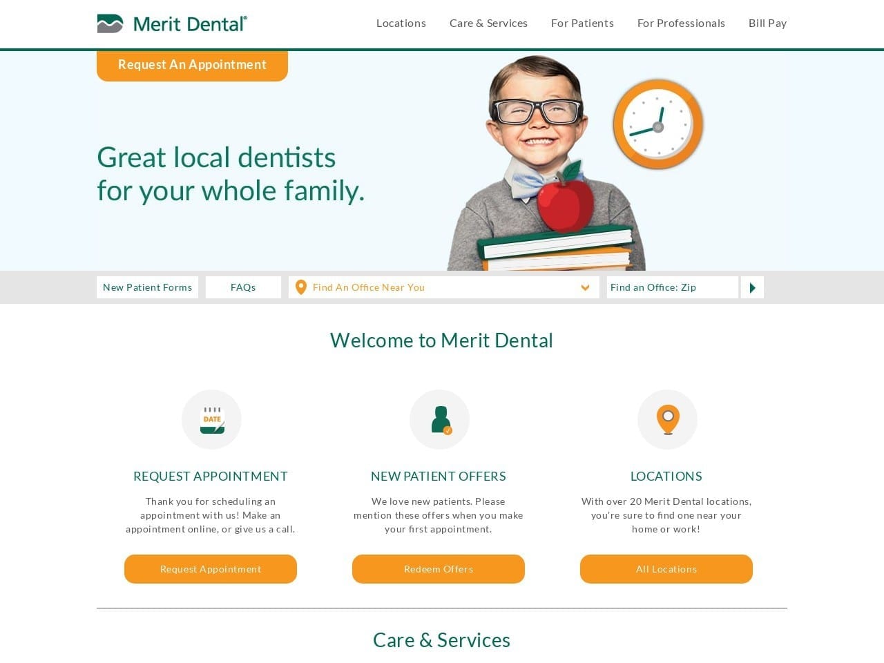 Merit Dental Evansville Website Screenshot from mymeritdental.com