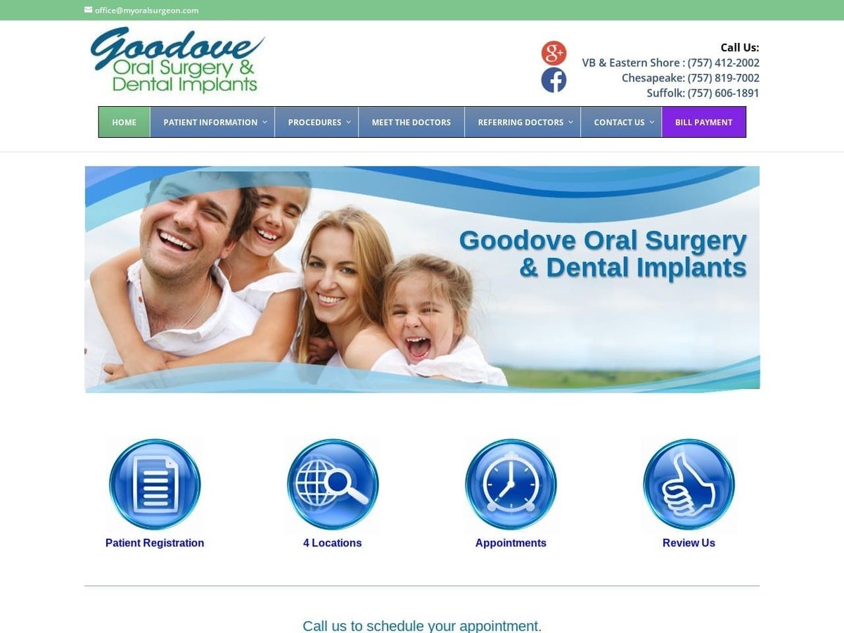 Goodove Oral Surgery & Dental Implants Website Screenshot from myoralsurgeon.com