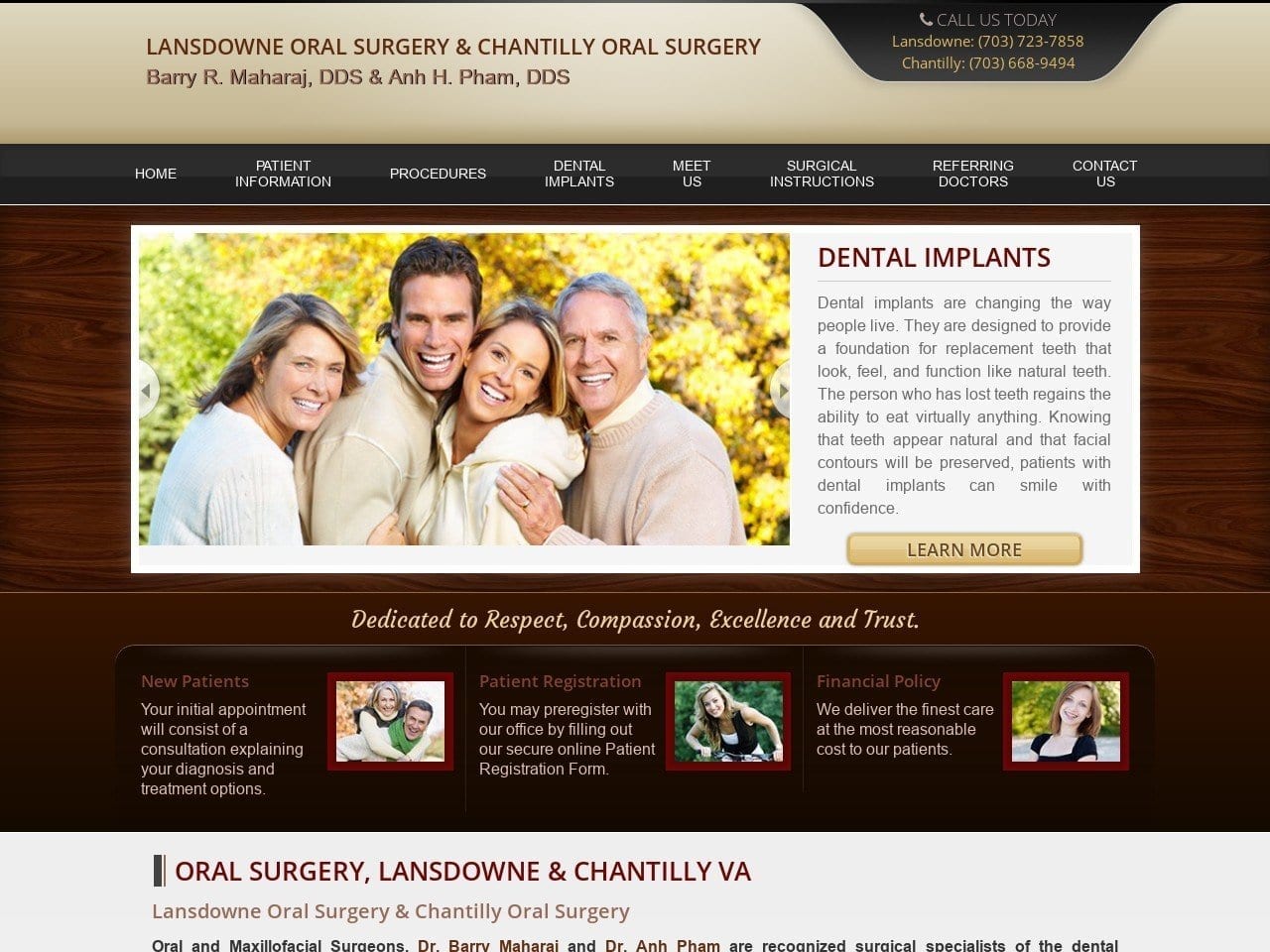 Lansdowne Oral Surgery Website Screenshot from myoralsurgeons.com