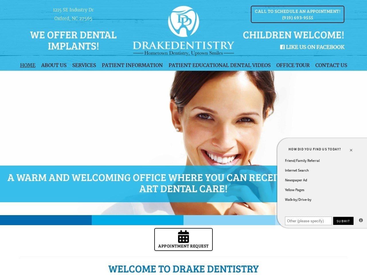 Drake Dentist Website Screenshot from myoxforddentist.com