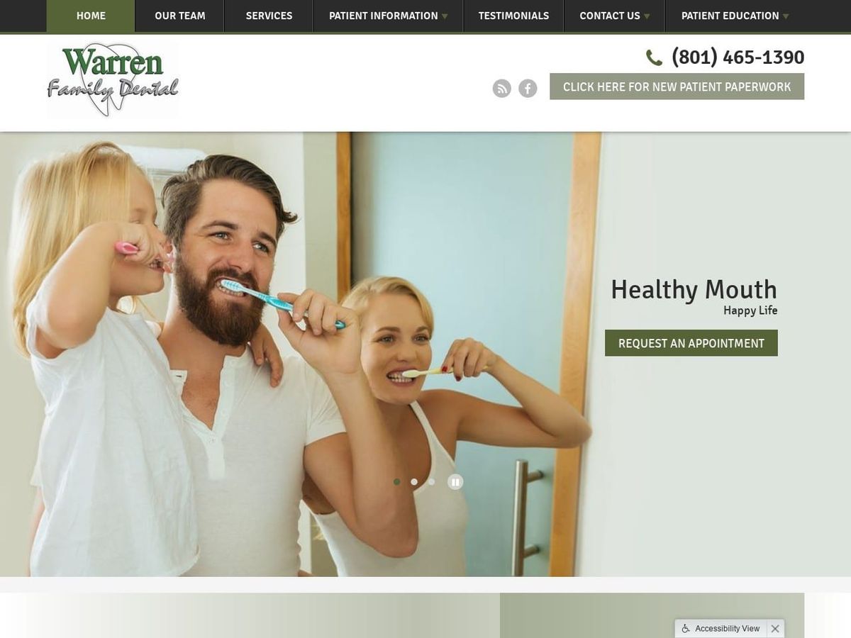 Warren Family Dental Website Screenshot from mypaysondentist.com