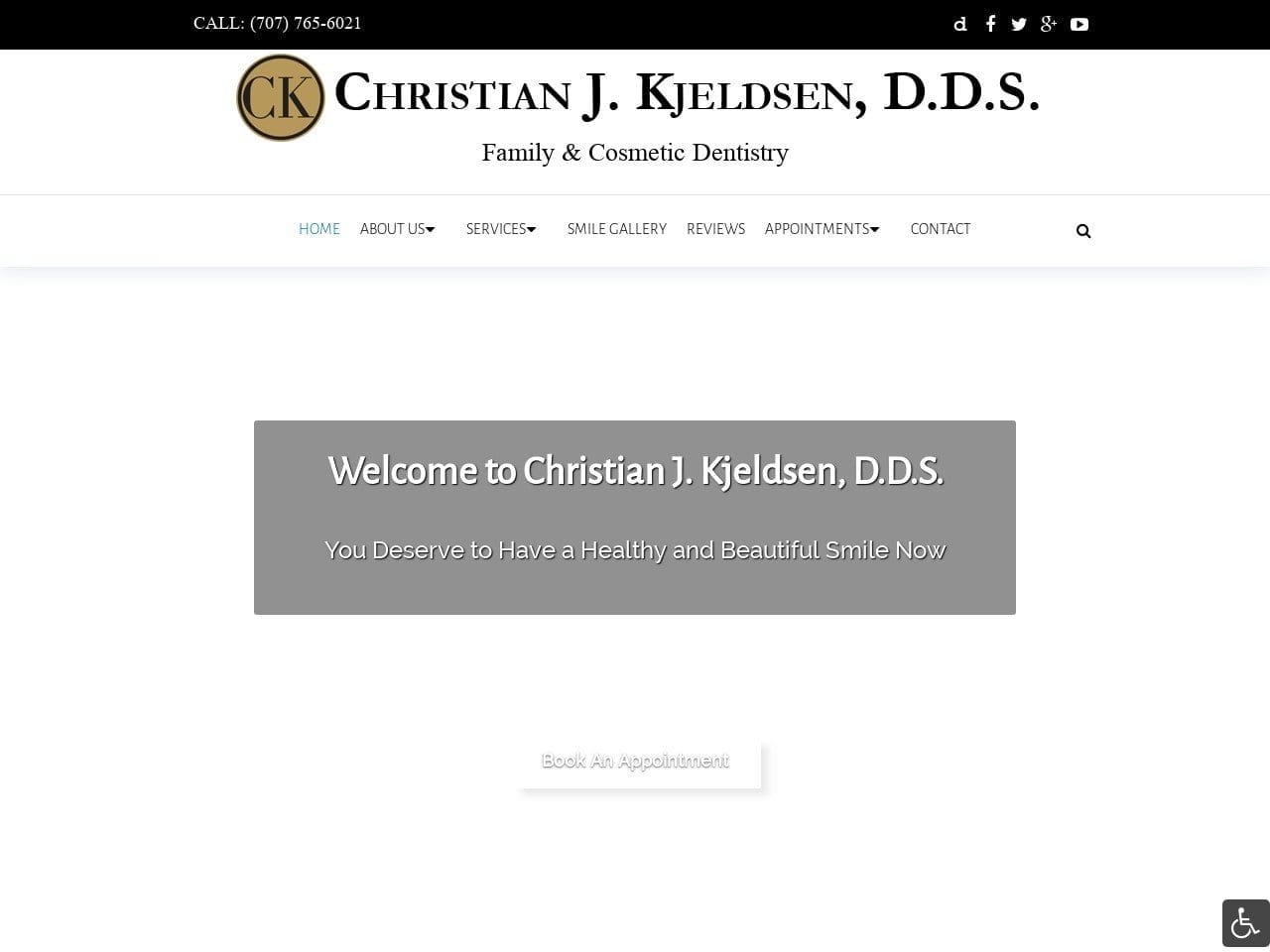 Christian J. Kjeldsen D.D.S. Website Screenshot from mypetalumadentist.com