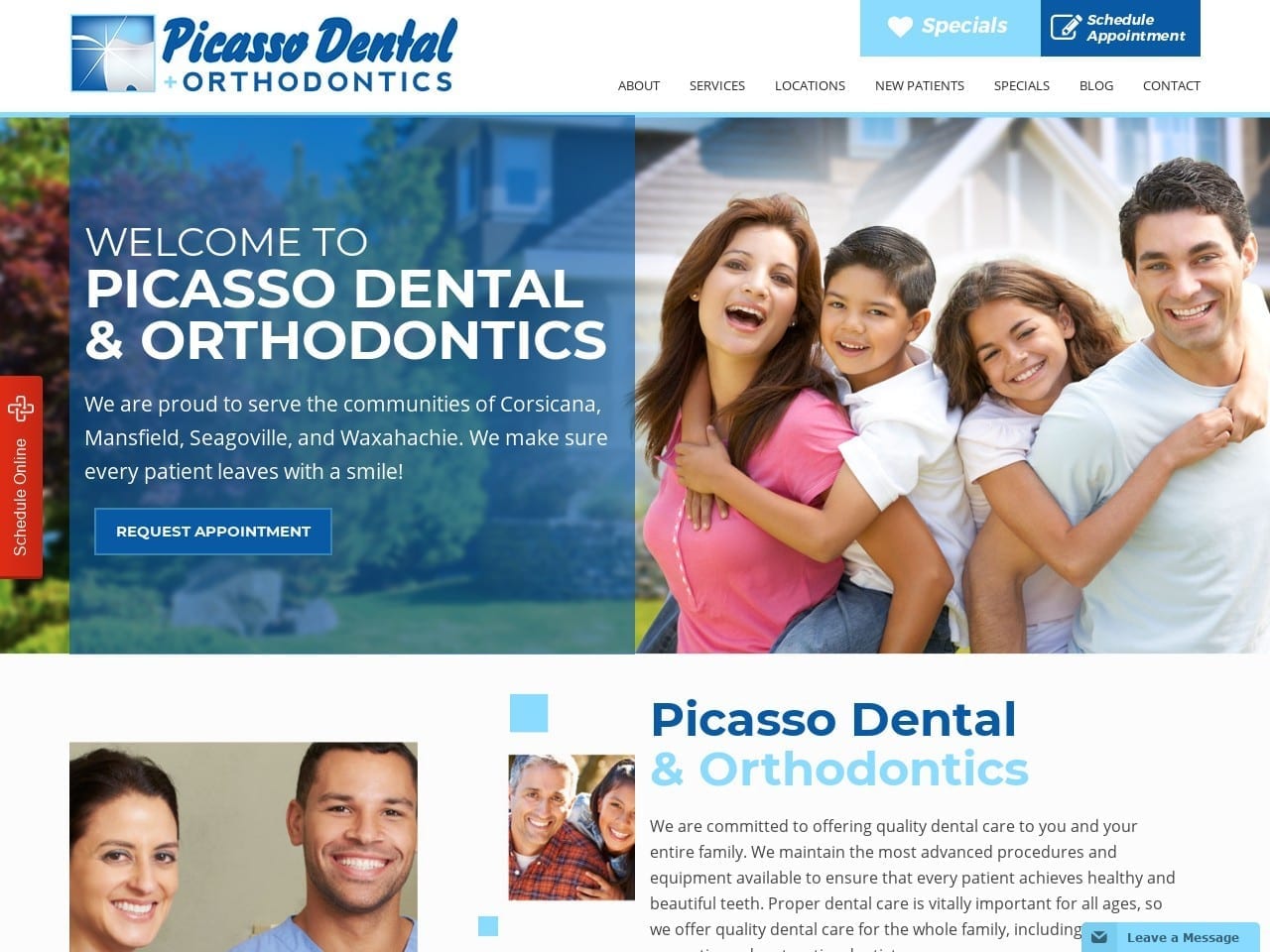 Picasso Dental Website Screenshot from mypicassodental.com