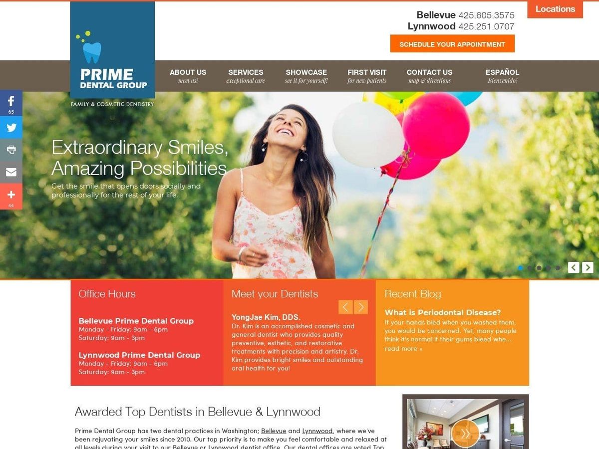 Kent Prime Dental Website Screenshot from myprimedental.com