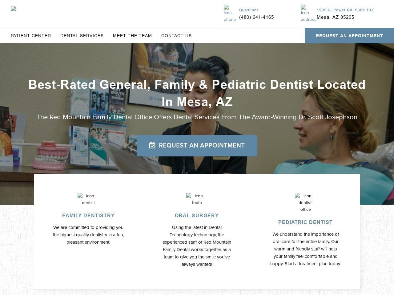 Red Mountain Family Dental Website Screenshot from myredmountainfamilydental.com