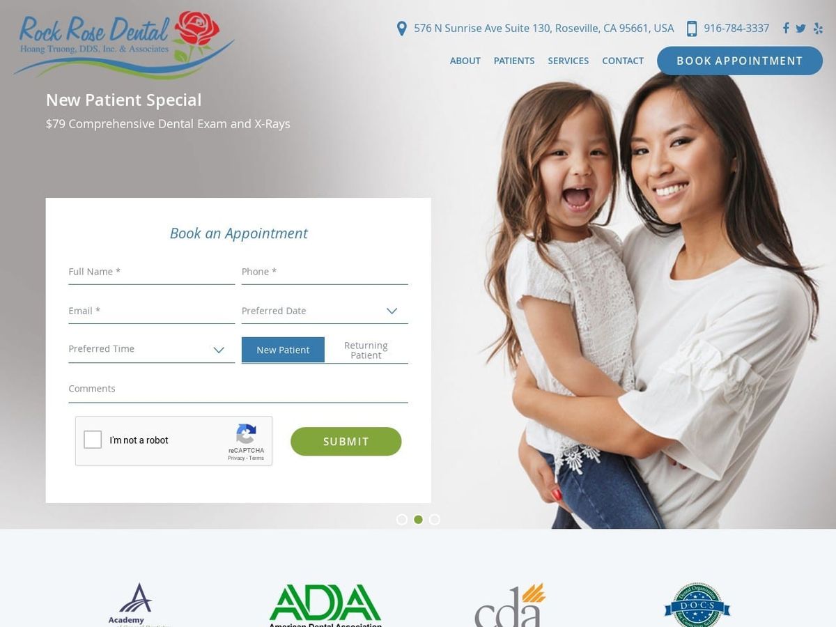 Rock Rose Dental Website Screenshot from myrosevilledentist.com