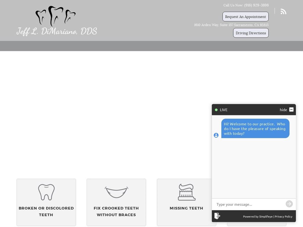Dr. Jeff L. Dimariano DDS Website Screenshot from mysacramentodentist.com