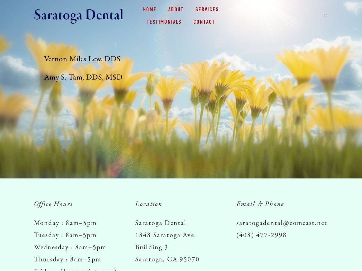 Dr. Vernon M. Lew DDS Website Screenshot from mysaratogadental.com