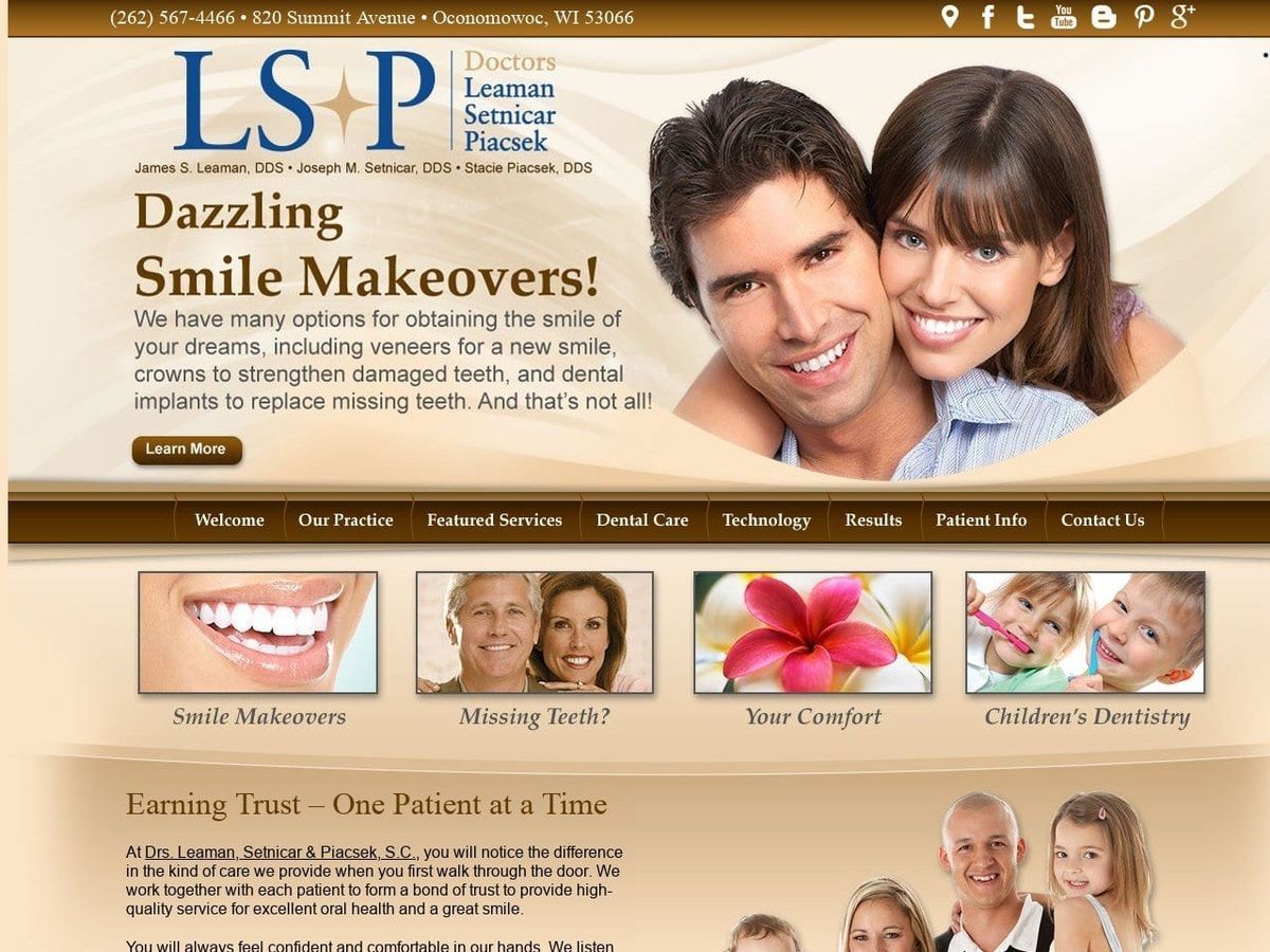 Drs. Leaman Setnicar Dentist Website Screenshot from mytlcdentists.com