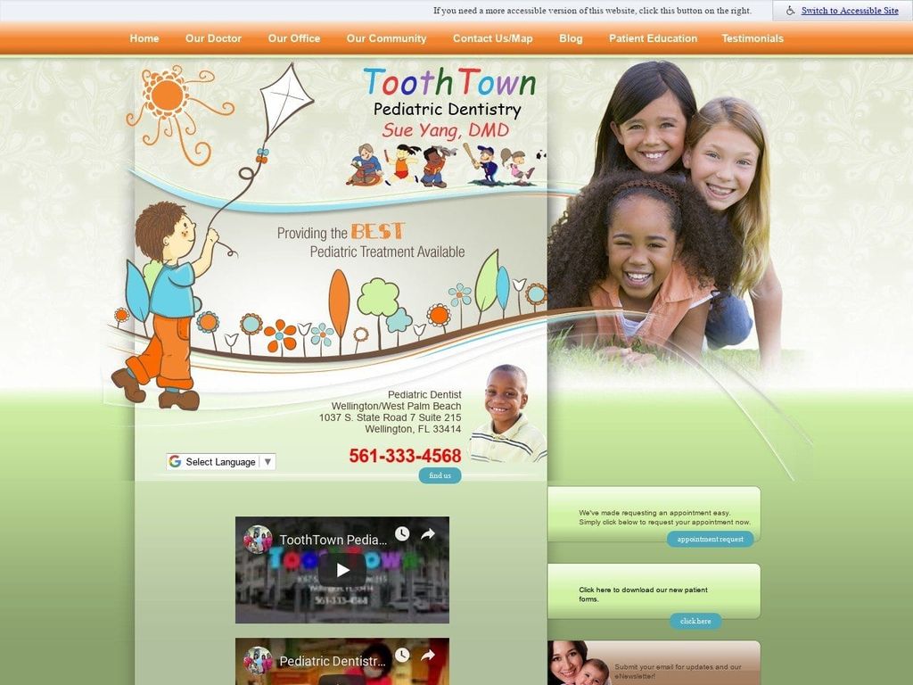 Sue Yang DMD Website Screenshot from mytoothtown.com