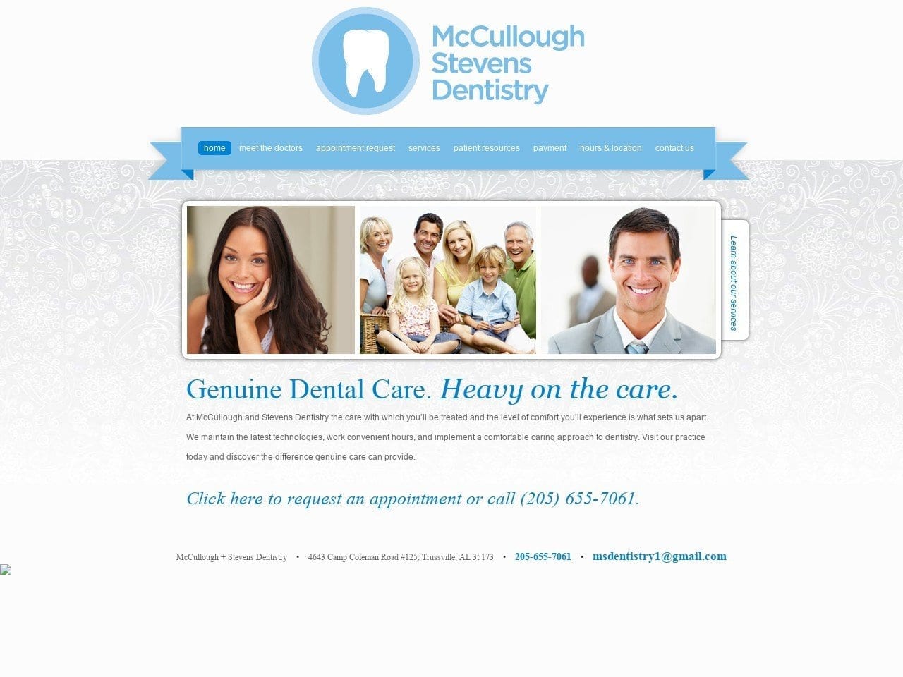 Mc Cullough Dentist Website Screenshot from mytrussvilledentist.com