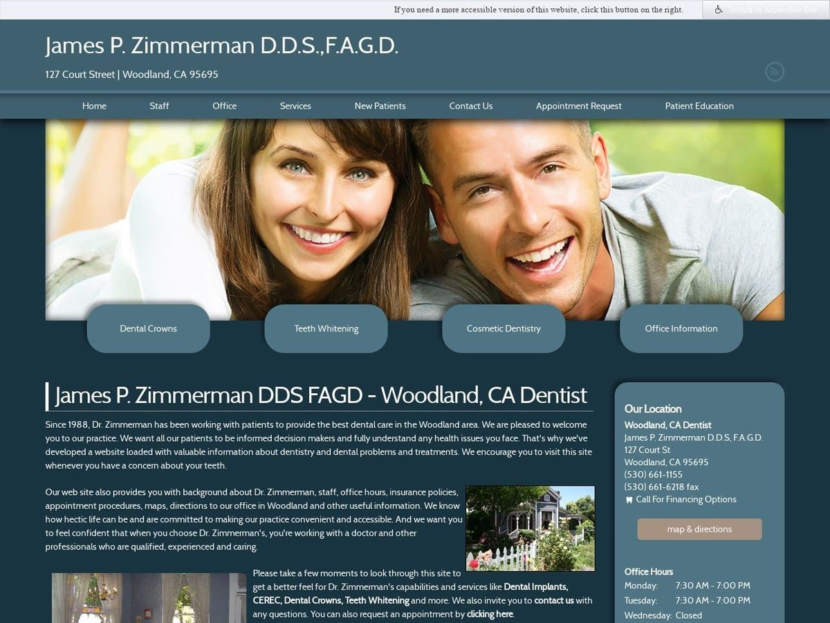 Dr. James P. Zimmerman DDS Website Screenshot from mywoodlanddentist.com