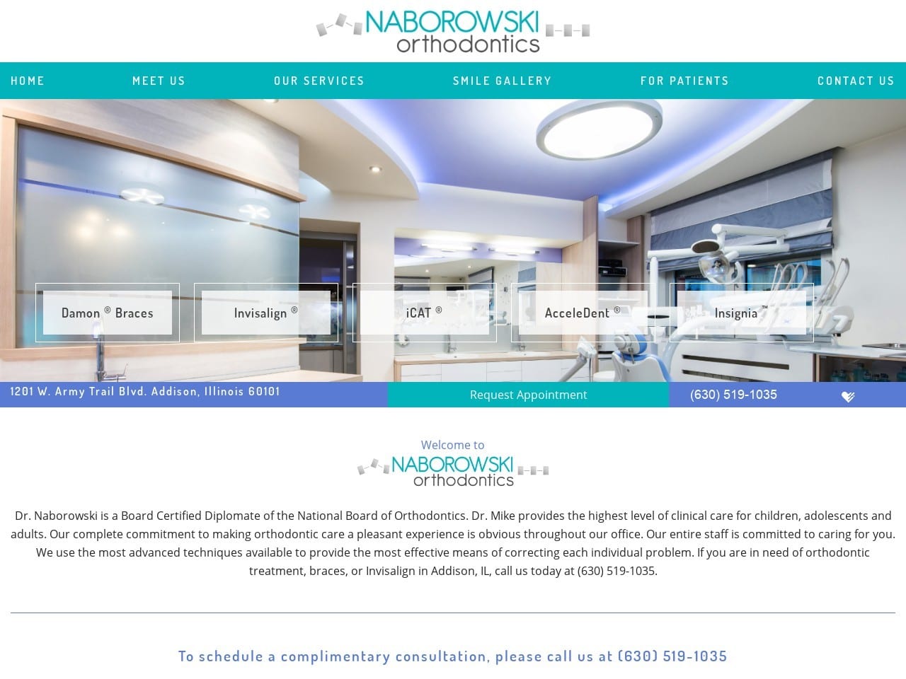 Exclusively Orthodontics Website Screenshot from naborowskiorthodontics.com