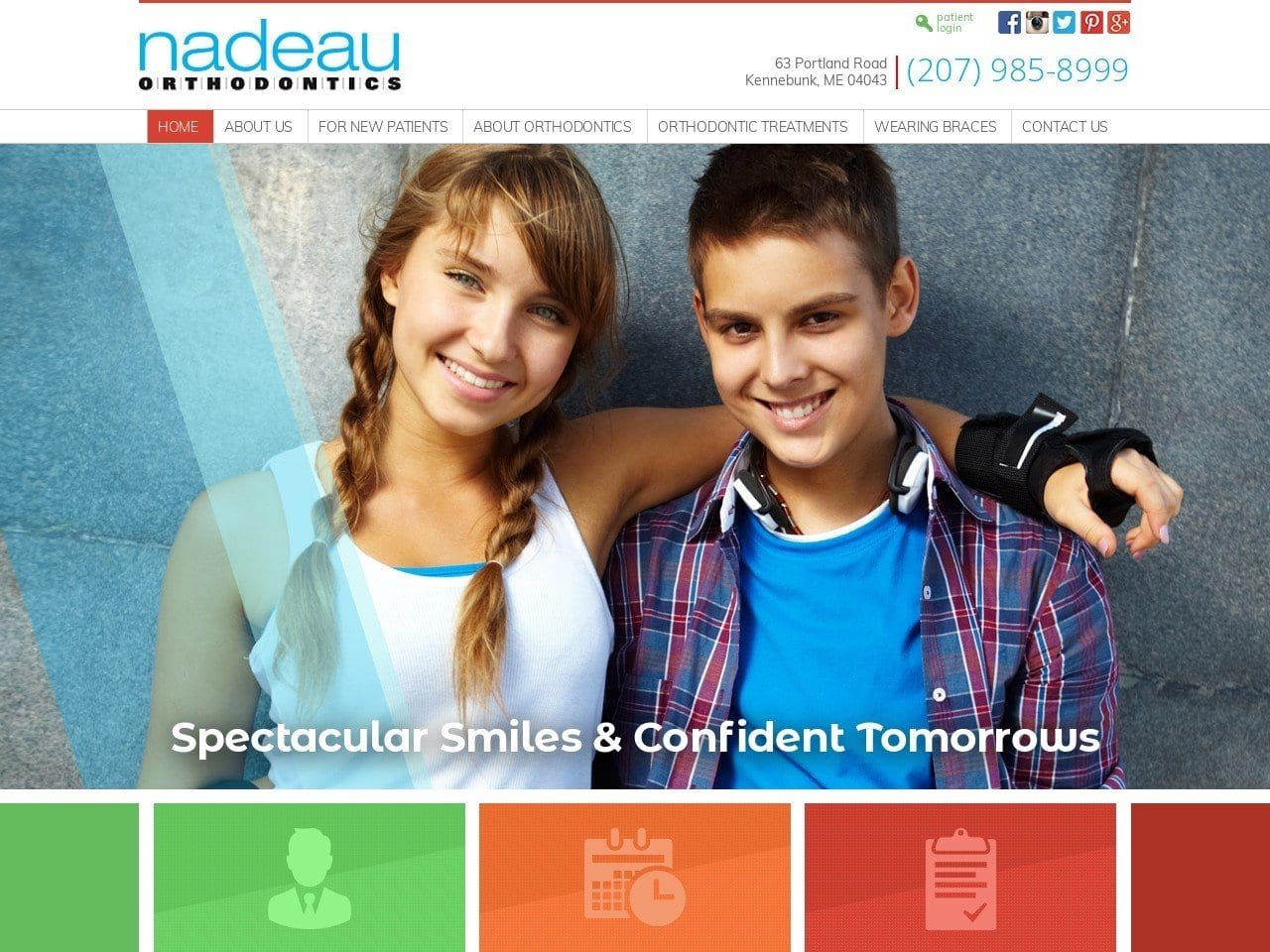 Nadeau Orthodontics Website Screenshot from nadeauortho.com