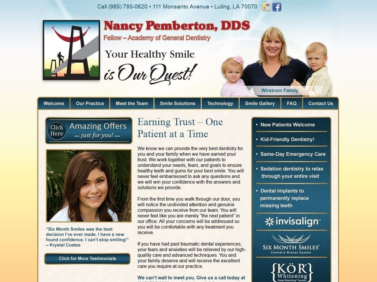 Pemberton Nancy J DDS Website Screenshot from nancypembertondds.com