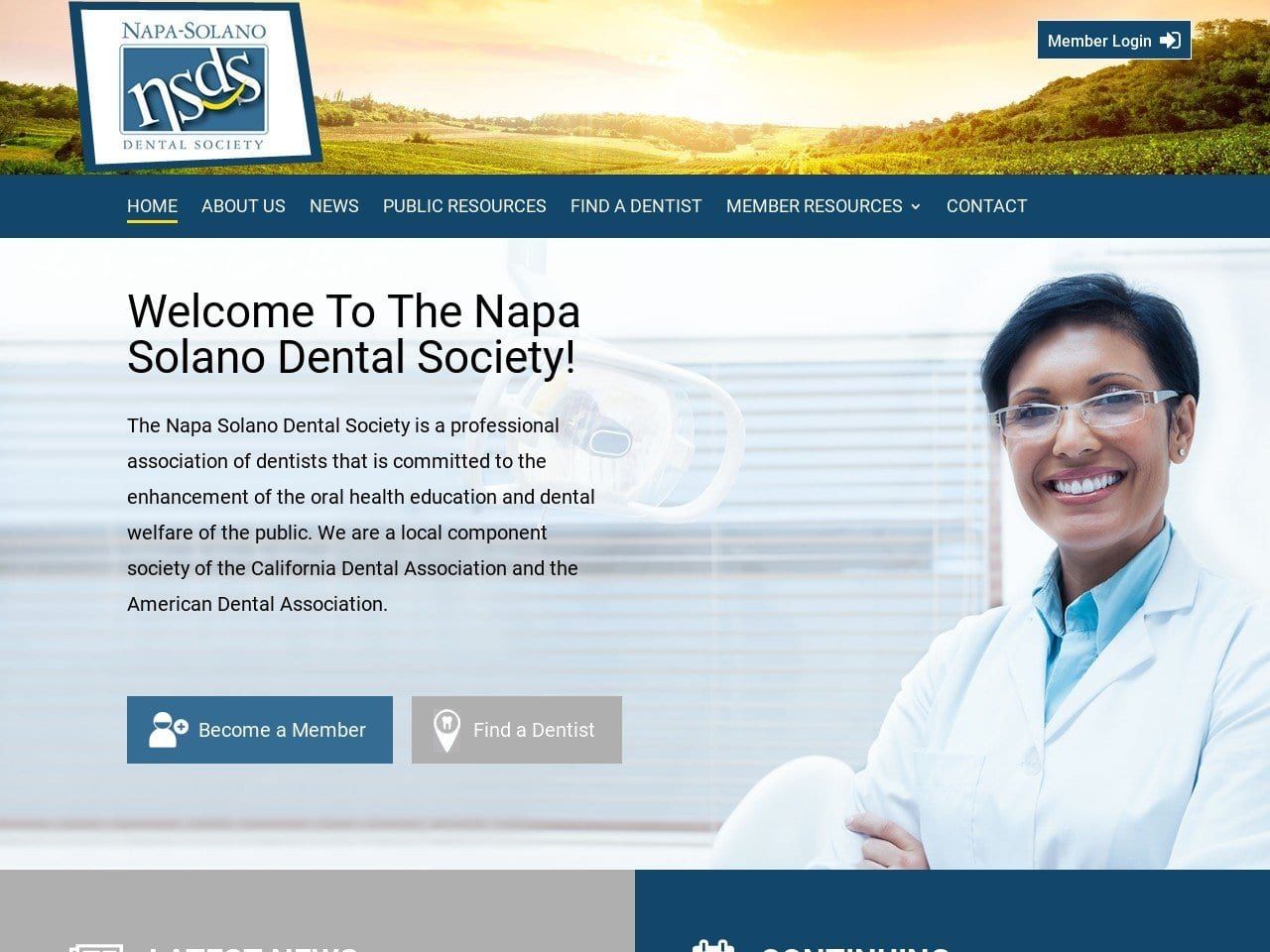 Napa Website Screenshot from napasolanodentalsociety.org