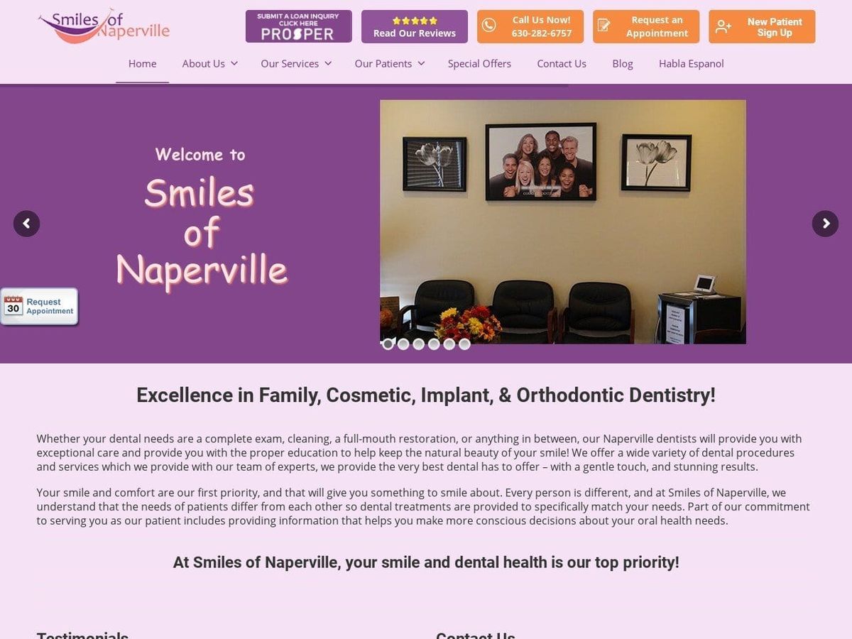 Naper Smiles Website Screenshot from napersmiles.com