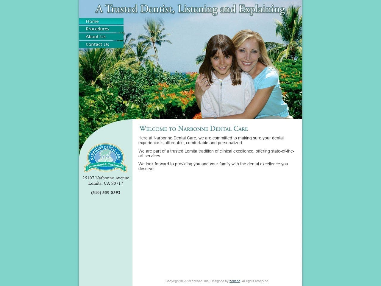 Narbonne Dental Care Website Screenshot from narbonnedental.com