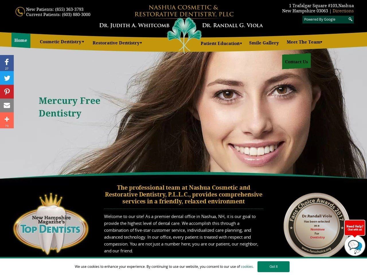Nashua Cosmetic Dentist Website Screenshot from nashuadentistry.com
