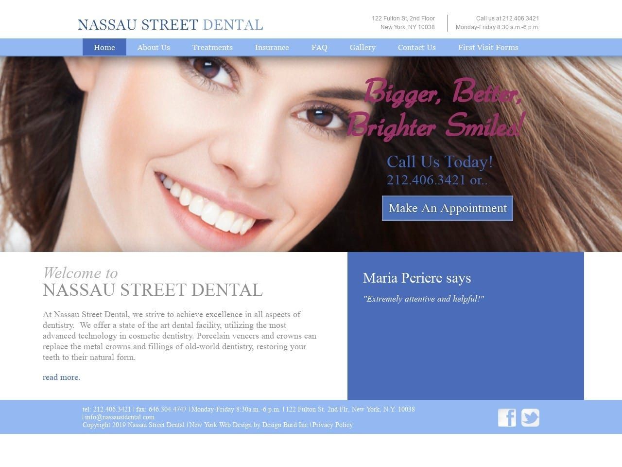 Nassau Street Dental Associates Website Screenshot from nassaustdental.com