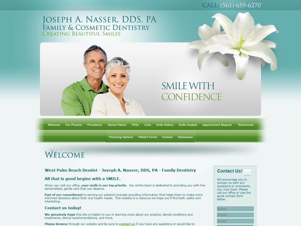 Joseph A Nasser Dental Nasser Joseph A DDS Website Screenshot from nasserdental.com