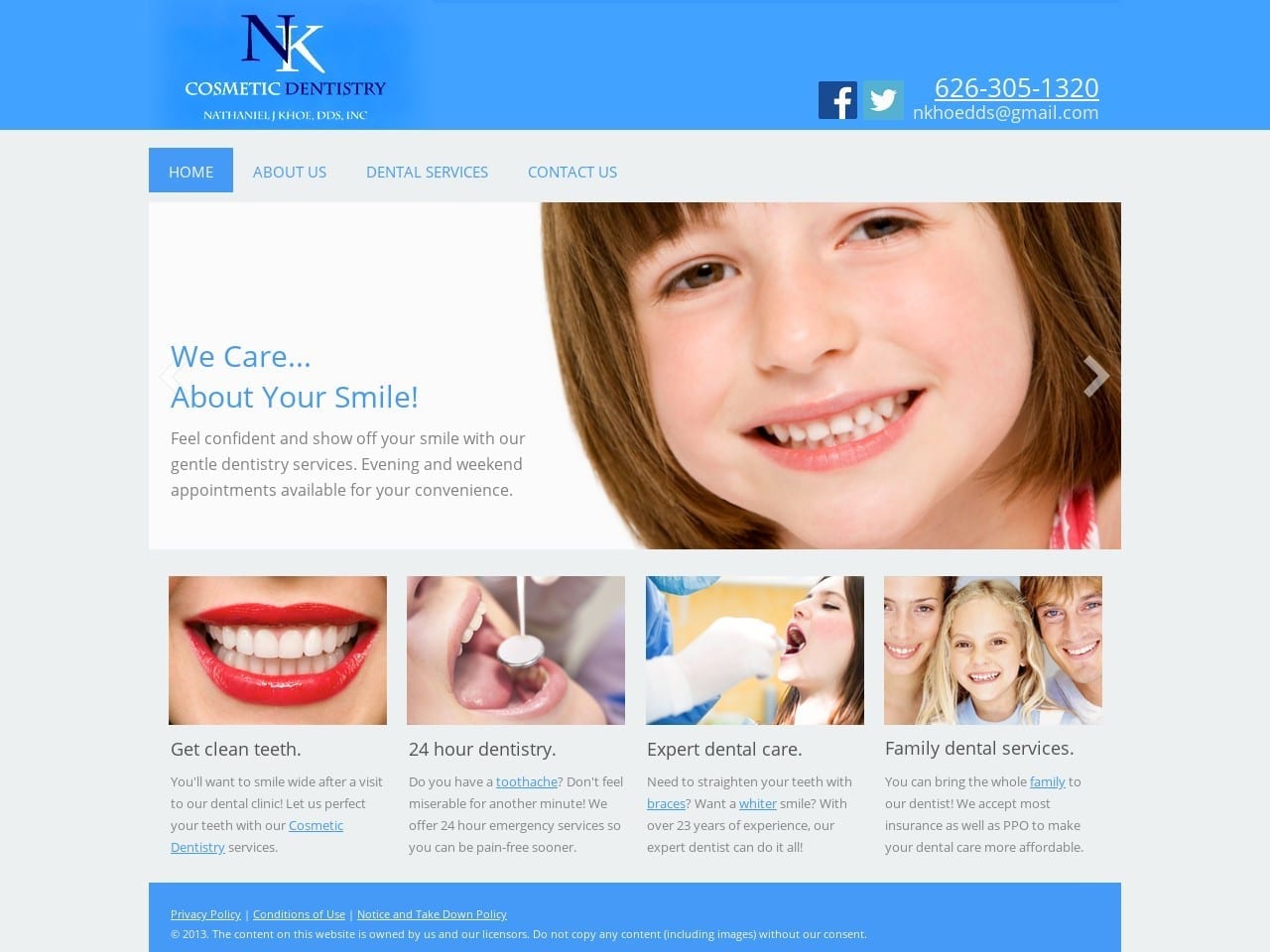 Nathaniel J. Khoe DDS Inc Website Screenshot from nathanielkhoedds.com