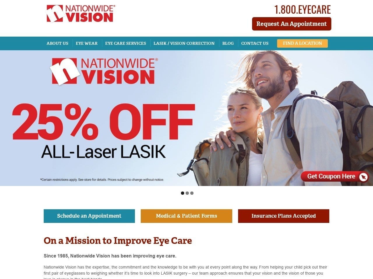 Nationwide Vision Center Website Screenshot from nationwidevision.com
