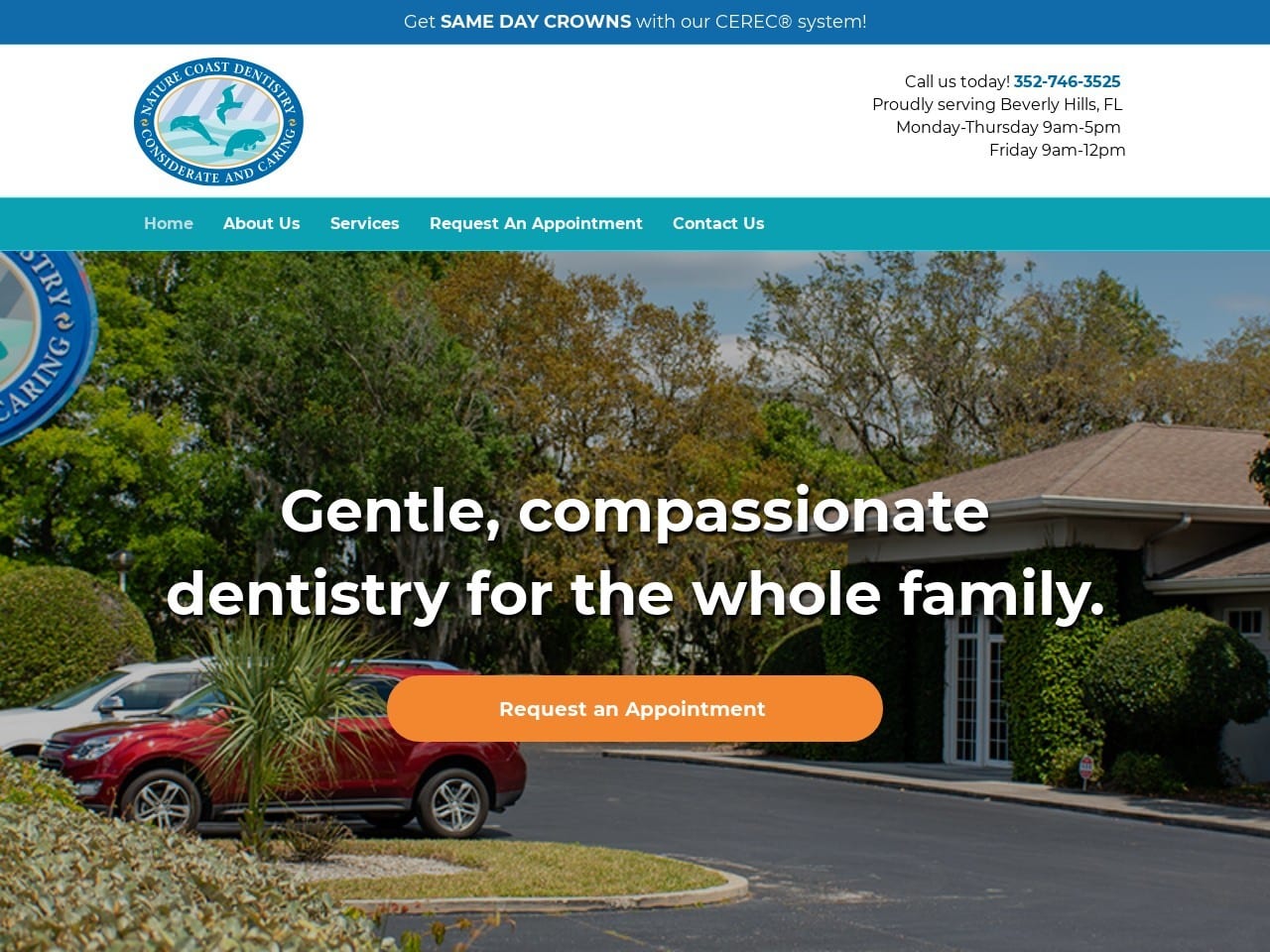 Nature Coast Dentist Website Screenshot from naturecoastdentistry.com