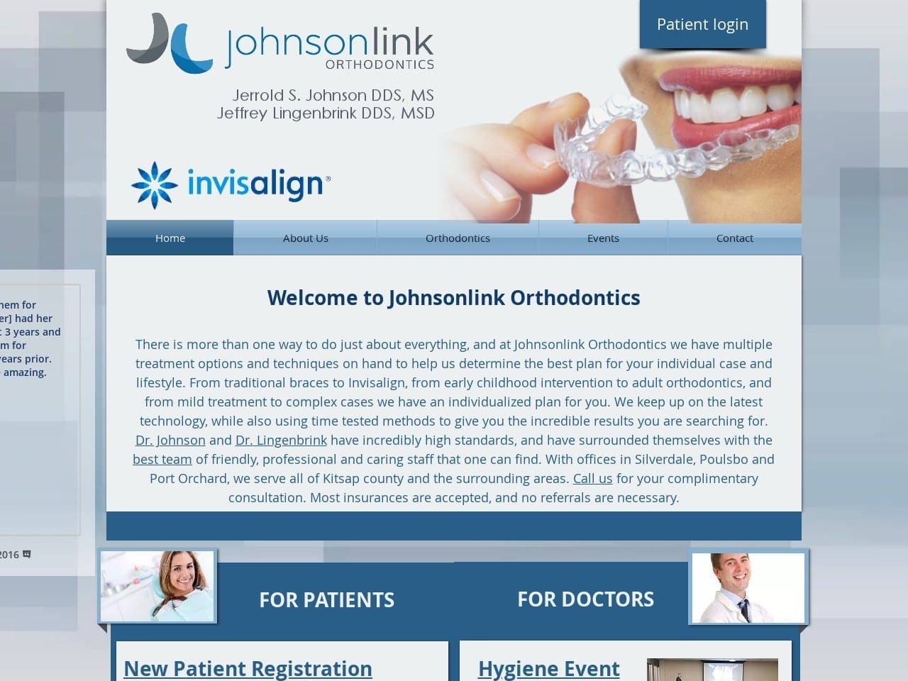 Johnsonlink Orthodontics Website Screenshot from naumannjohnson.com