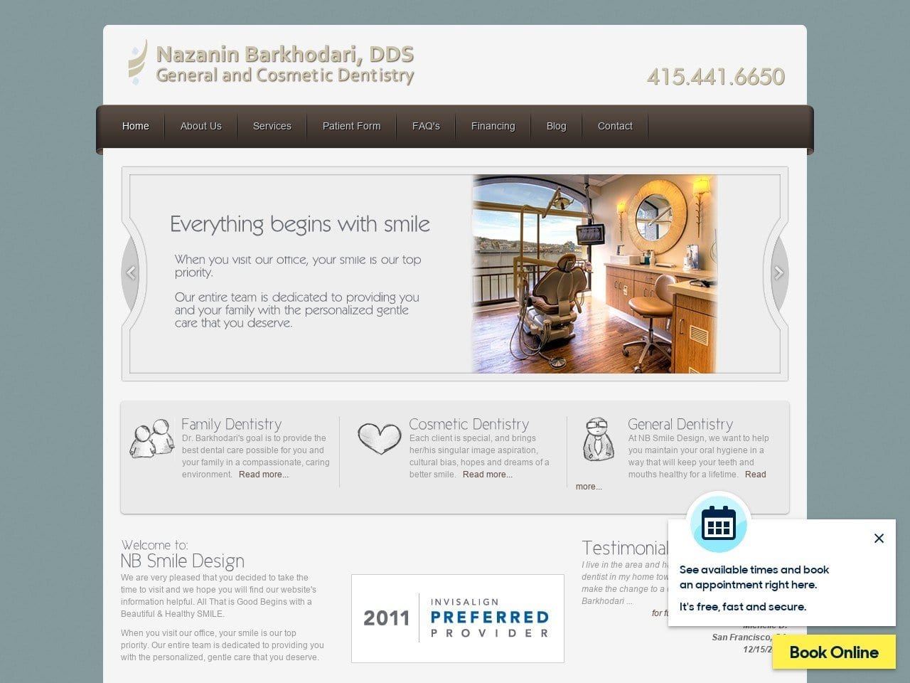 Nazanin Barkhodari DDS Website Screenshot from nbsmiledesign.com