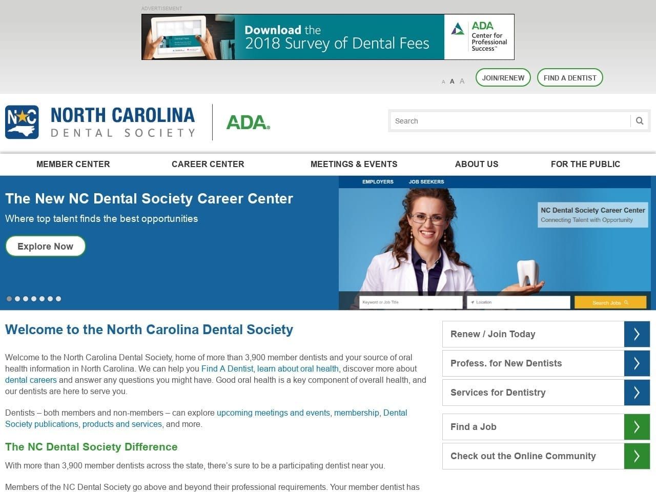 North Carolina Dental Health Website Screenshot from ncdental.org