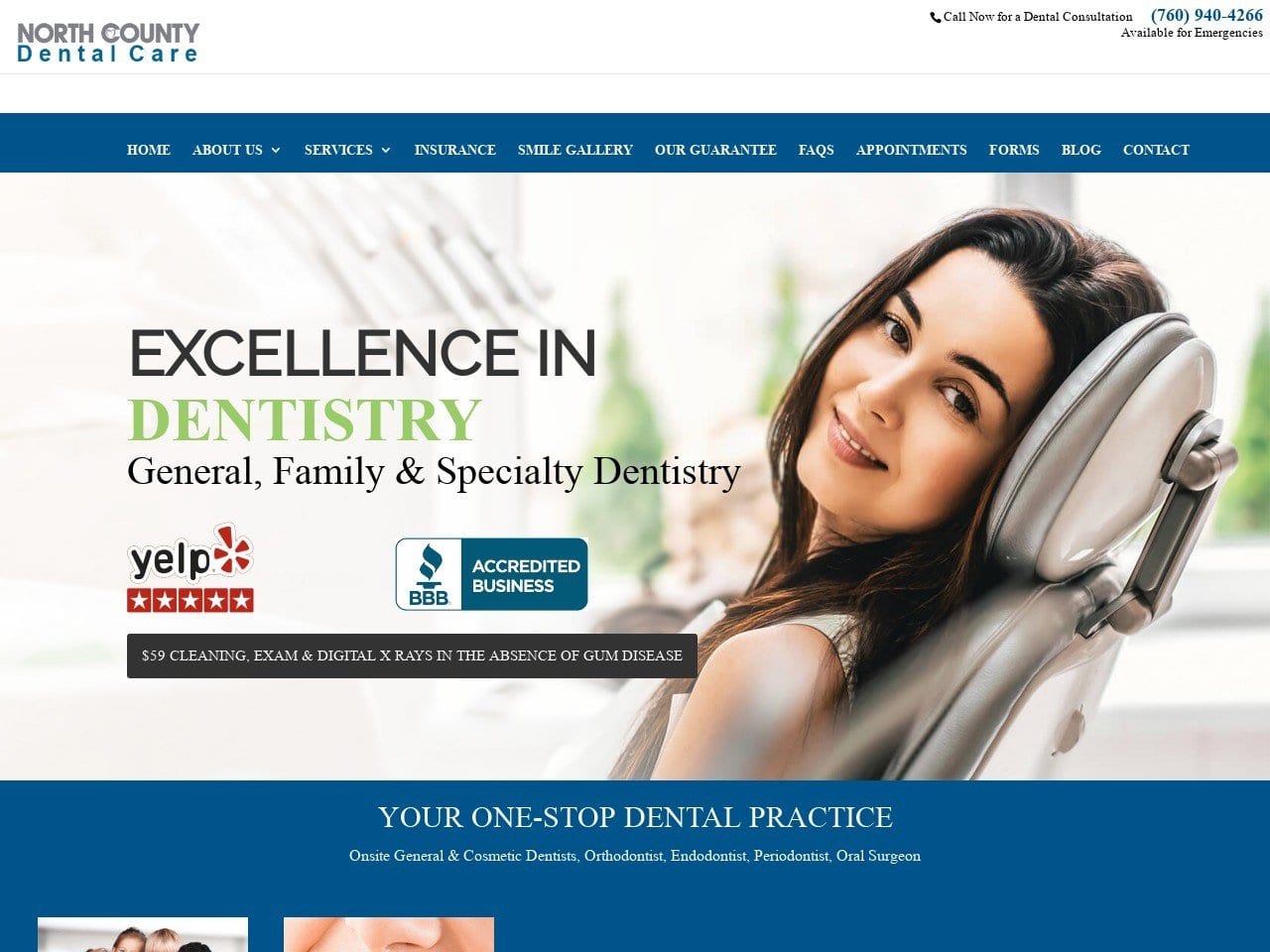 North County Dental Care Website Screenshot from ncdentalcare.com