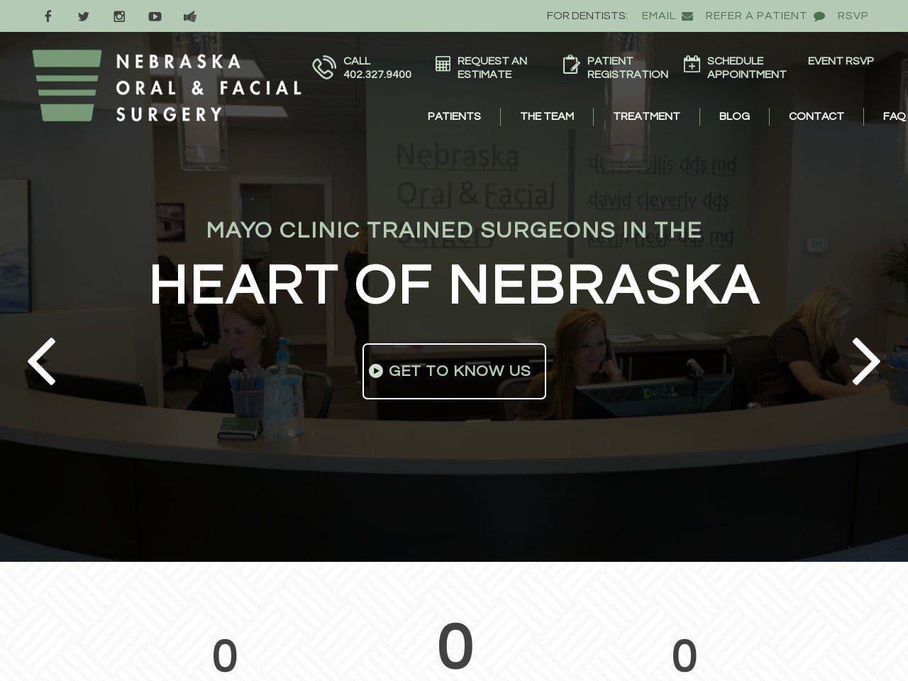 Nebraska Oral Dentist Website Screenshot from nebraskaoralfacialsurgery.com