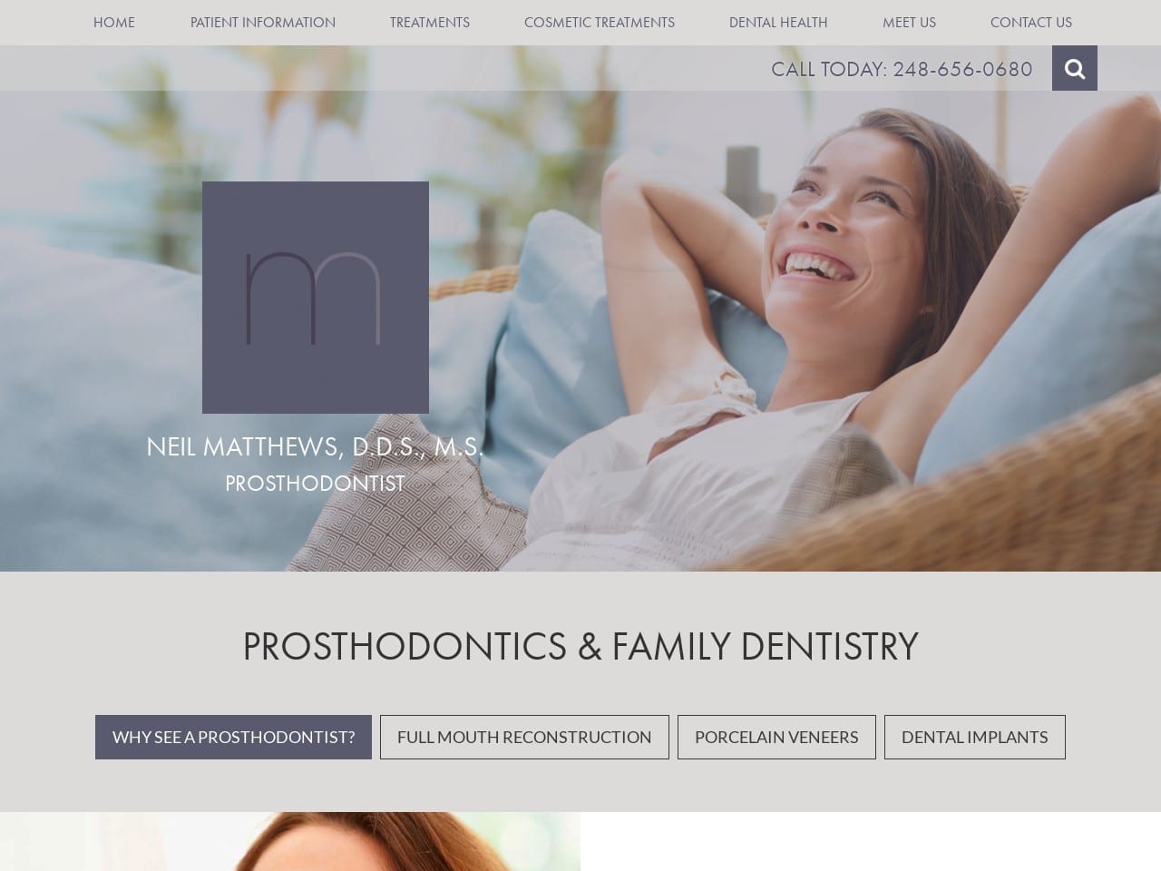 Matthews Neil DDS Website Screenshot from neilmatthewsdds.com