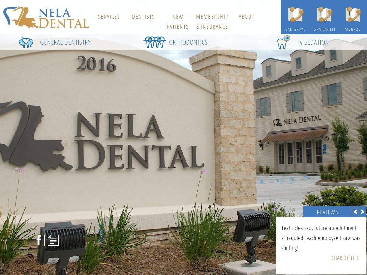 NELA Dental Website Screenshot from neladental.com