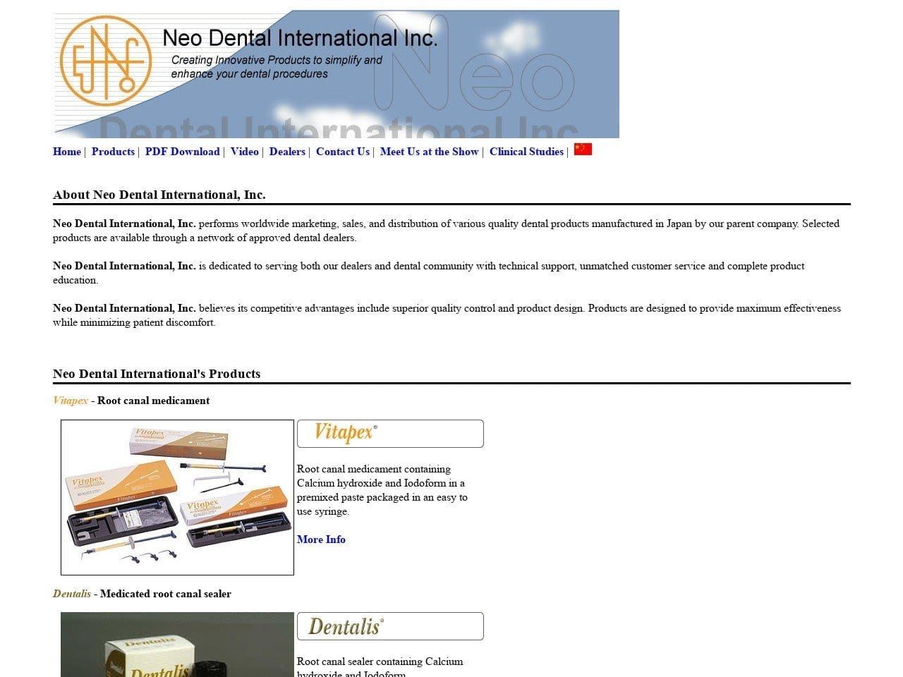 Neo Dental International Inc Website Screenshot from neodental-intl.com